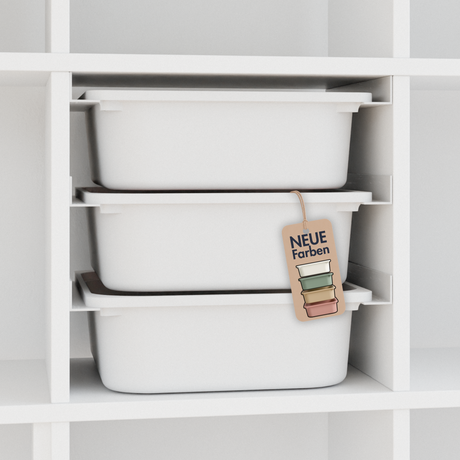 Ikea Kallax Halterung für Trofast Boxen Schienensystem mit passenden Kisten Kallax Einsatz Clutter Cover