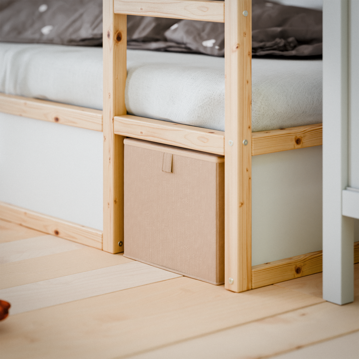 Box für IKEA Kura Bett, Unterbettkommode aus Cord Stoff, 90 x 32 x 27cm - Beige, Grün oder Rosa Beige Einzelne Box Box Kiste Korb Clutter Cover