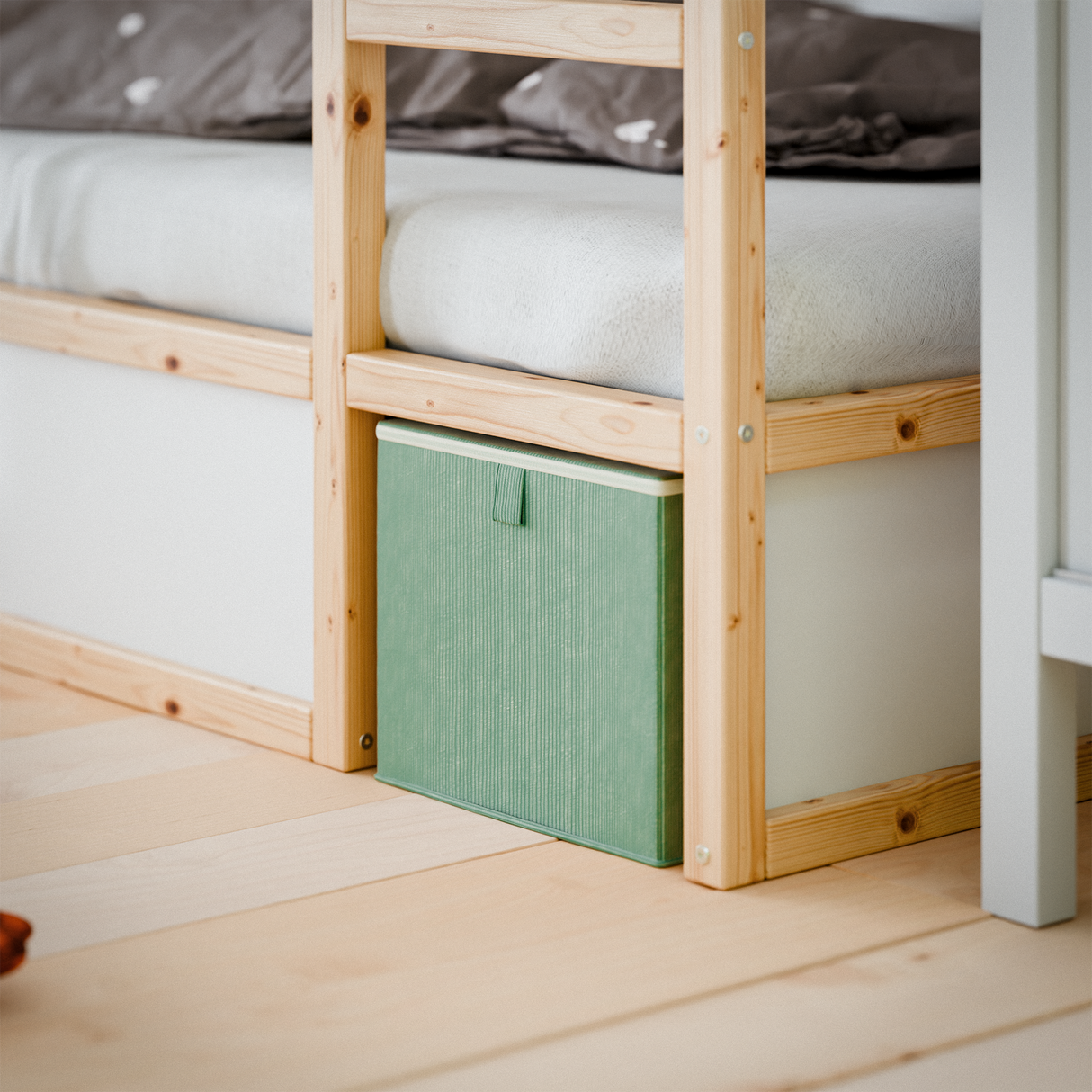 Box für IKEA Kura Bett, Unterbettkommode aus Cord Stoff, 90 x 32 x 27cm - Beige, Grün oder Rosa Grün Einzelne Box Box Kiste Korb Clutter Cover