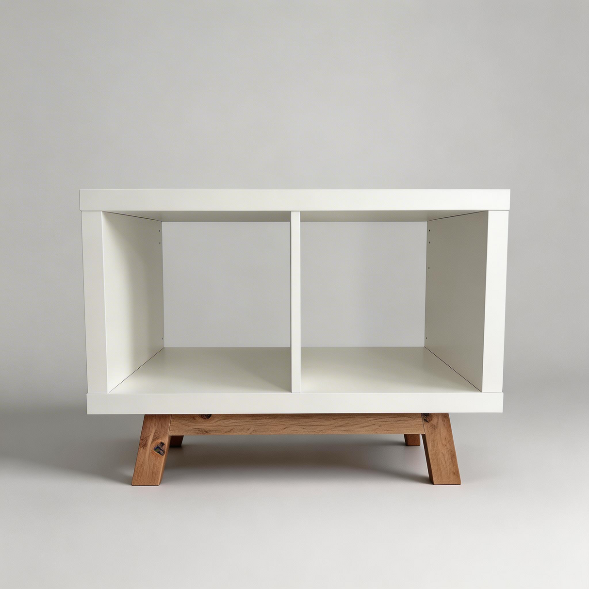 Untergestell für IKEA Kallax Regal 2 Fächer Breite, Holzgestell 62 x 33 x 14cm, Artisan Eiche Möbelfüße Clutter Cover