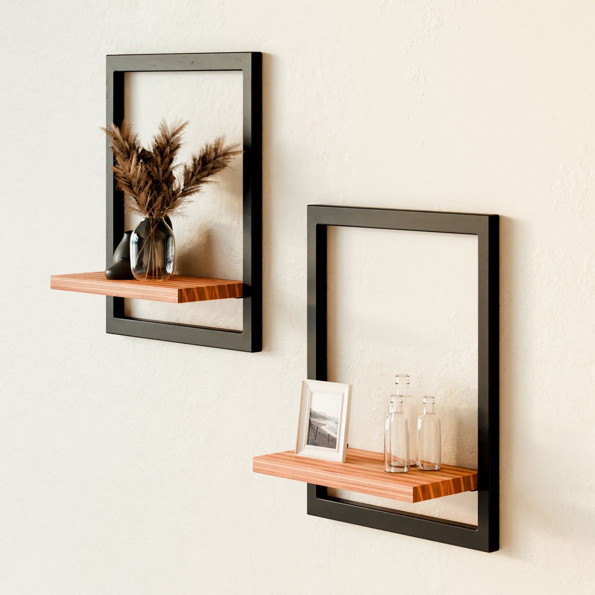 Wandregal mit Metallrahmen Modernes Regal mit Rahmen als Wanddekoration Clutter Cover