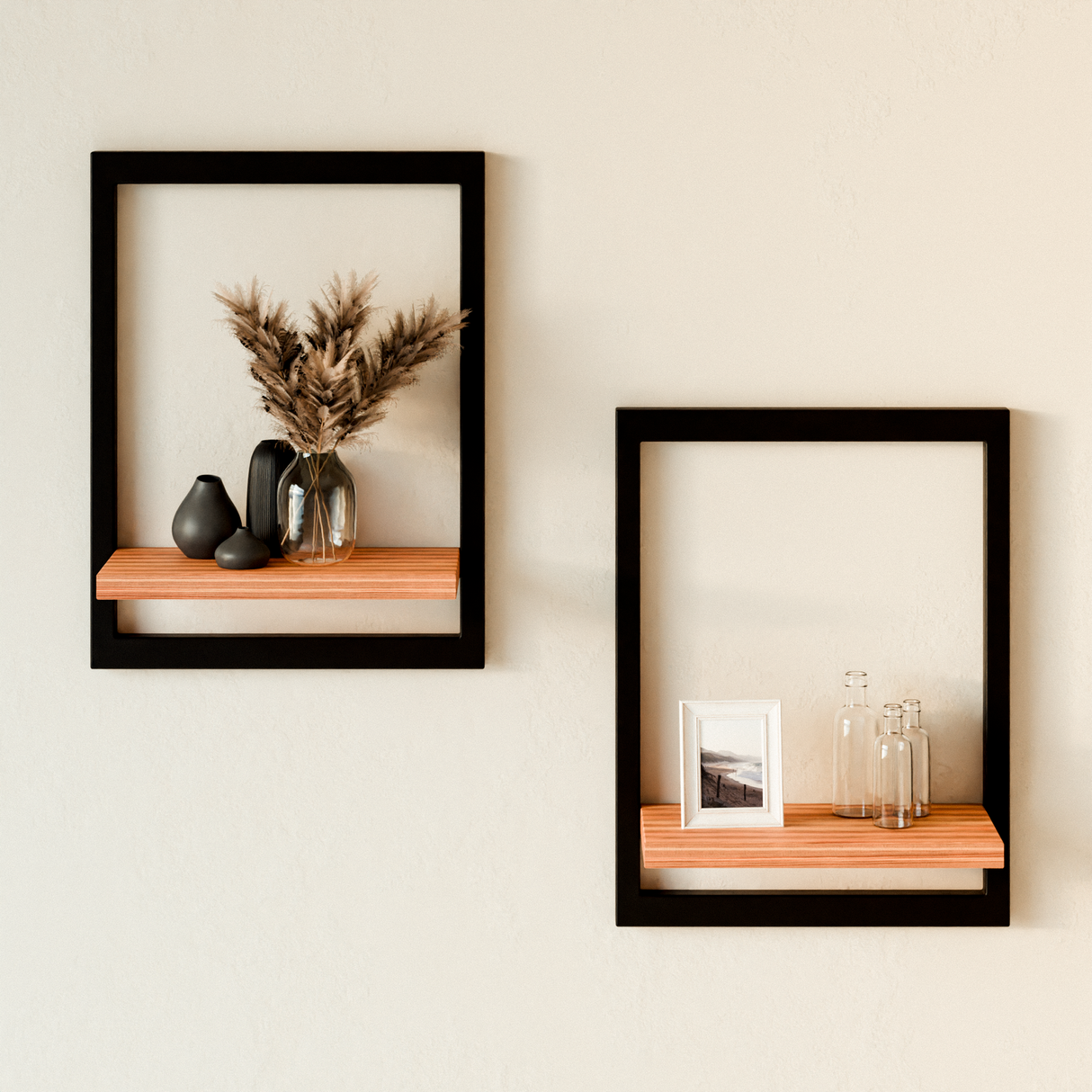 Wandregal mit Metallrahmen Modernes Regal mit Rahmen als Wanddekoration 2-er Set Clutter Cover