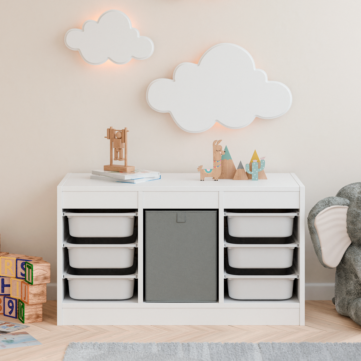 XXL Stoffbox für IKEA Trofast Regal, 30x42x40cm, Große Stoff-Kiste, Grau Box Kiste Korb Clutter Cover