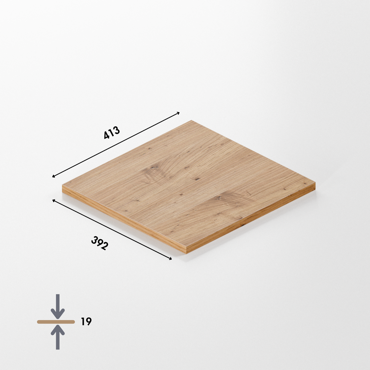 Holzplatte für 1er IKEA Kallax Regal, Eiche - Deckplatte, 41,3 x 39,2 x 1,9cm Holzplatte Clutter Cover