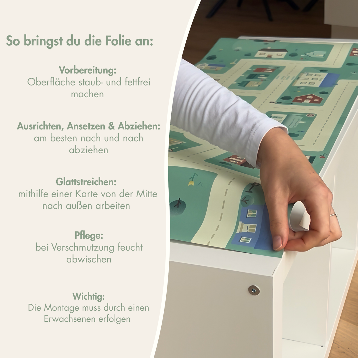 Spielfolie für IKEA Kallax Regal (2er, 3er, 4er), PVC freie Klebefolie, selbstklebende Möbelfolie