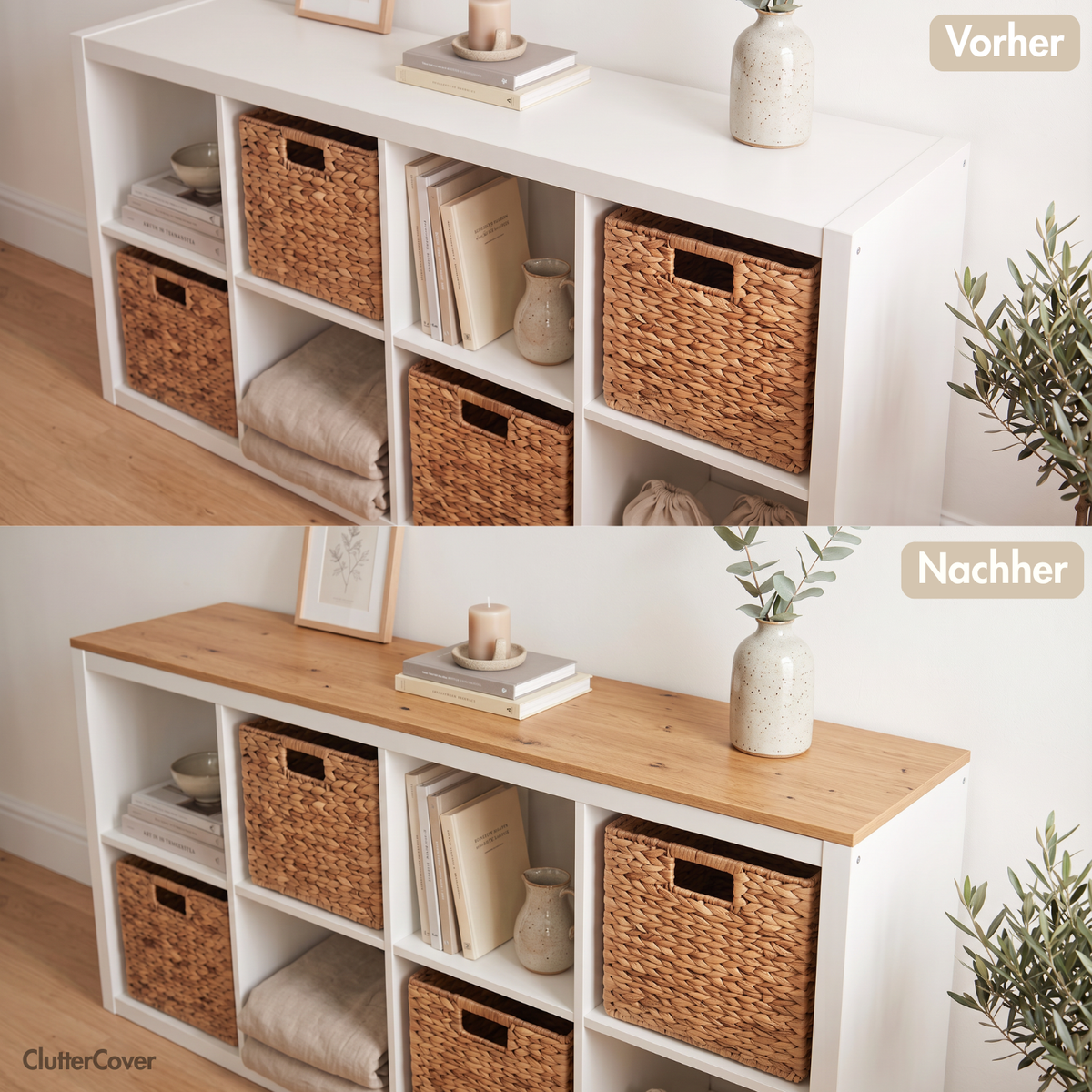 Holzplatte für IKEA Kallax Regal 1er, 2er, 3er oder 4er - Eiche Deckplatte Holzplatte Clutter Cover