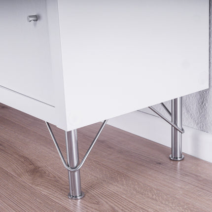 4 x Möbelfüße Metallbeine passend für Ikea Kallax oder Besta Regal - in CHROME