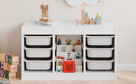IKEA Kinderzimmer Aufbewahrung - Cluttercover -  Ideen zur Aufbewahrung von Spielzeug und Co fürs Kinderzimmer passend für IKEA Hemnes, Trofast, Lack, Besta, Billy, Expedit und Kallax