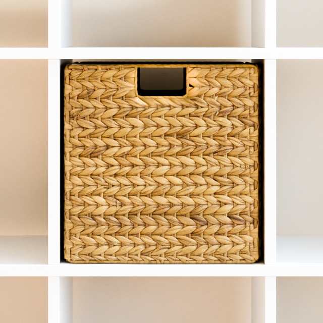 Korb für Kallax Regal aus Wasserhyazinthe 32 x 34,5 x 32cm, Seegras-Flechtkorb Box Kiste Korb Clutter Cover