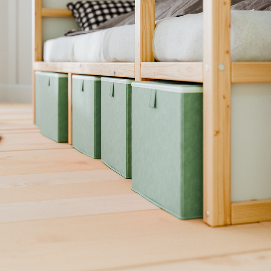 Box für IKEA Kura Bett, Unterbettkommode aus Cord Stoff, 90 x 32 x 27cm - Beige, Grün oder Rosa Box Kiste Korb Clutter Cover