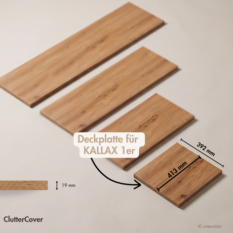 Holzplatte für 1er IKEA Kallax Regal, Eiche - Deckplatte, 41,3 x 39,2 x 1,9cm Holzplatte Clutter Cover