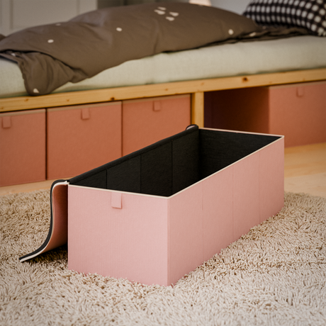 Box für IKEA Kura Bett, Unterbettkommode aus Cord Stoff, 90 x 32 x 27cm - Beige, Grün oder Rosa Box Kiste Korb Clutter Cover