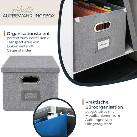 Kallax Box für Hängeregister DIN A4, Stoffbox für Hängemappen, 33 x 37,5 x 28cm Kallax Einsatz Clutter Cover