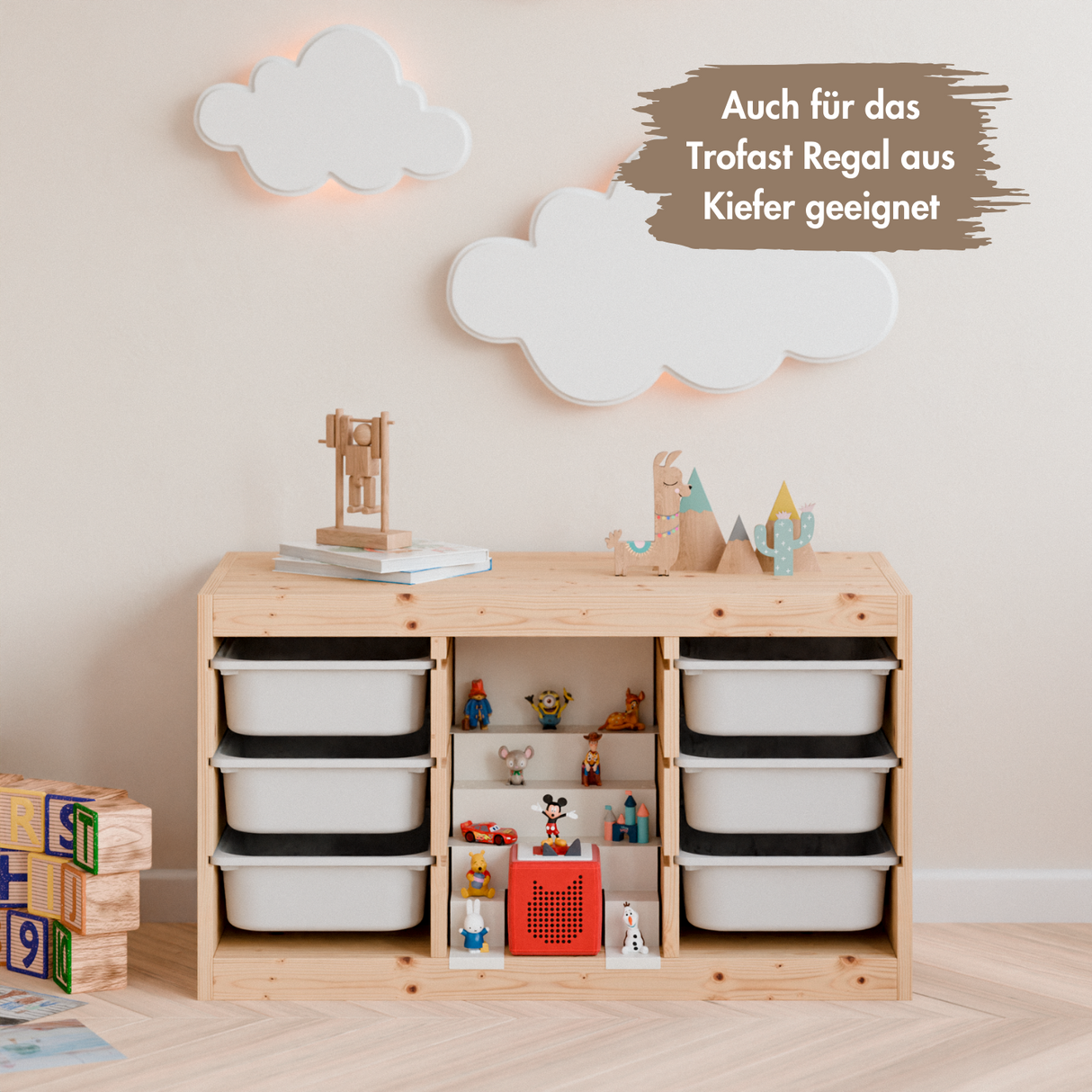 Tonie Regal als Regaleinsatz für IKEA Trofast Regal magnetisch und perfekt passend für die Tonie-Box einschieben und Tonie Figuren sortieren ideal für Kinder