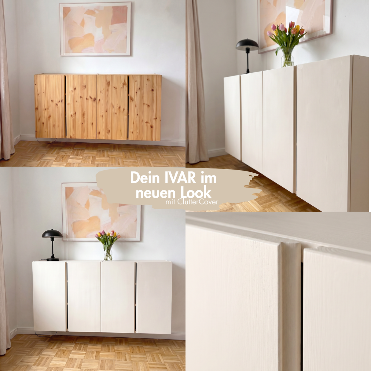 Möbelfarbe ohne Schleifen, 750ml Kreidefarbe ideal für IKEA Möbel, Kreidelack in Weiß, Beige, Rosa, Blau & Grün, für ca. 6m² Möbelfarbe Clutter Cover