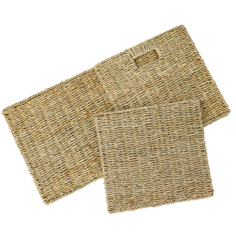 Korb für Kallax Regal aus Seegras 32 x 34,5 x 32cm, Flechtkorb Kallax Einsatz Clutter Cover