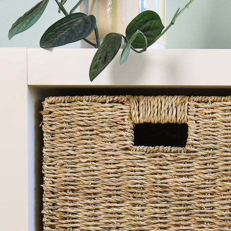 Korb für Kallax Regal aus Seegras 32 x 34,5 x 32cm, Flechtkorb Kallax Einsatz Clutter Cover