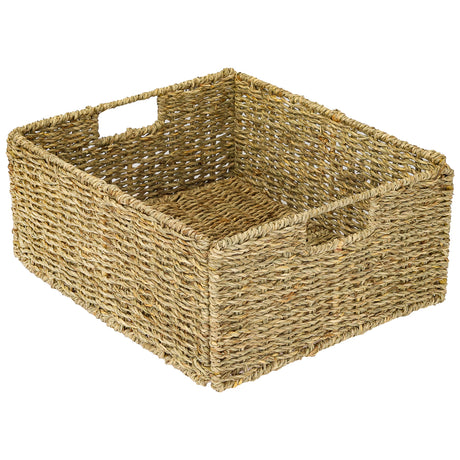 2er Set Korb aus Seegras 30 x 34 x 15cm für halbes Kallax Fach, Flechtkorb Kallax Einsatz Clutter Cover