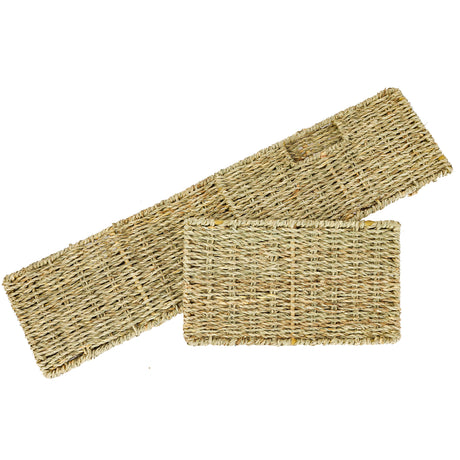 2er Set Korb aus Seegras 30 x 34 x 15cm für halbes Kallax Fach, Flechtkorb Kallax Einsatz Clutter Cover