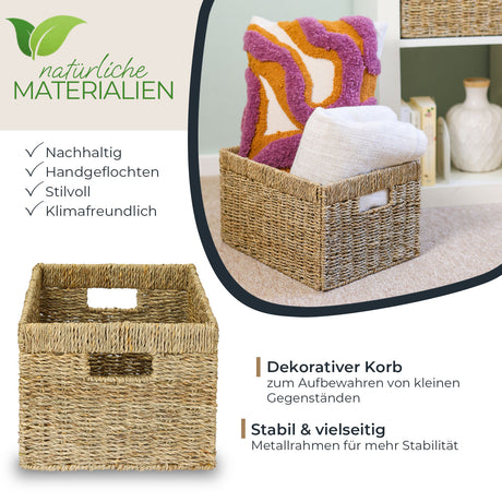 Billy Korb aus Seegras 35 x 25 x 20cm, geflochtener Aufbewahrungskorb Billy Einsatz Clutter Cover