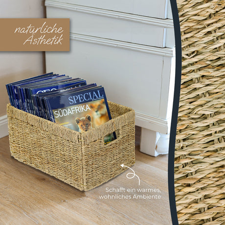 Billy Korb aus Seegras 35 x 25 x 20cm, geflochtener Aufbewahrungskorb Billy Einsatz Clutter Cover