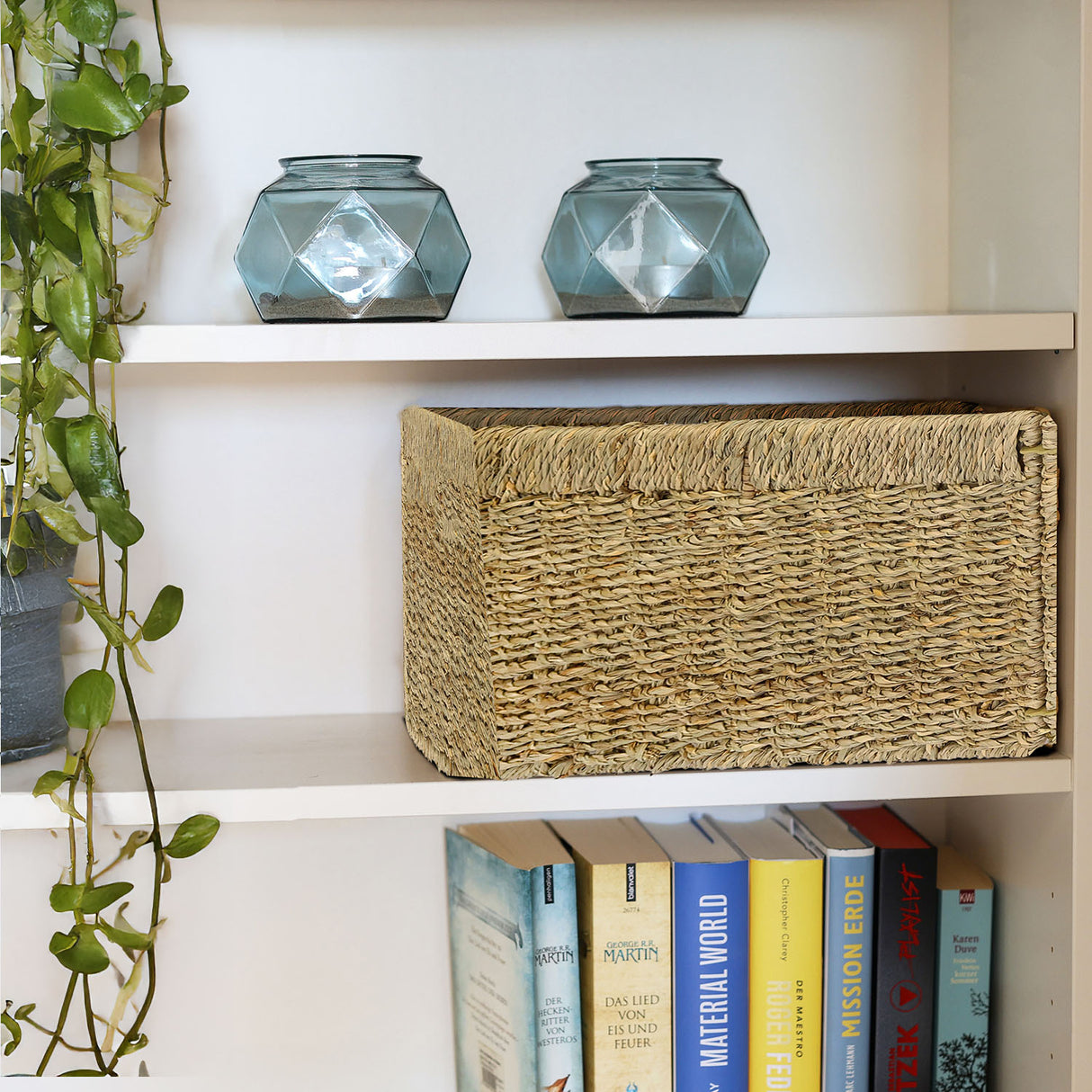 Billy Korb aus Seegras 35 x 25 x 20cm, geflochtener Aufbewahrungskorb Billy Einsatz Clutter Cover