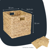 Korb für Kallax Regal aus Wasserhyazinthe 32 x 34,5 x 32cm, Seegras-Flechtkorb Box Kiste Korb Clutter Cover