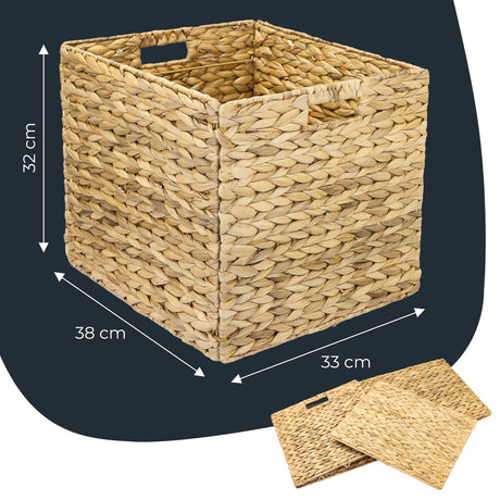 Kallax Korb aus Wasserhyazinthe für Hängeregister DIN A4, Flechtkorb für Hängemappen, 33 x 38 x 32cm Box Kiste Korb Clutter Cover