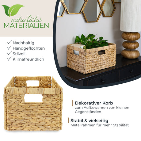 Billy Korb aus Wasserhyazinthe 35 x 25 x 20cm, geflochtener Aufbewahrungskorb Billy Einsatz Clutter Cover