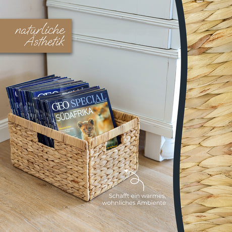 Billy Korb aus Wasserhyazinthe 35 x 25 x 20cm, geflochtener Aufbewahrungskorb Billy Einsatz Clutter Cover