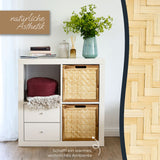 Kallax Rattan Korb mit Wiener Geflecht und Holzrahmen, 32 x 34 x 32cm Kallax Einsatz Clutter Cover