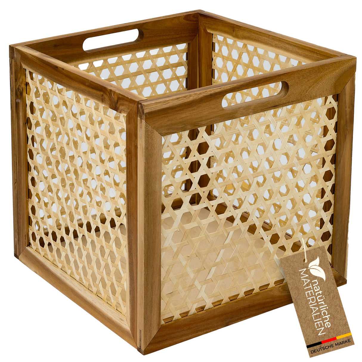 Kallax Rattan Korb mit Wiener Geflecht und Holzrahmen, 32 x 34 x 32cm Kallax Einsatz Clutter Cover