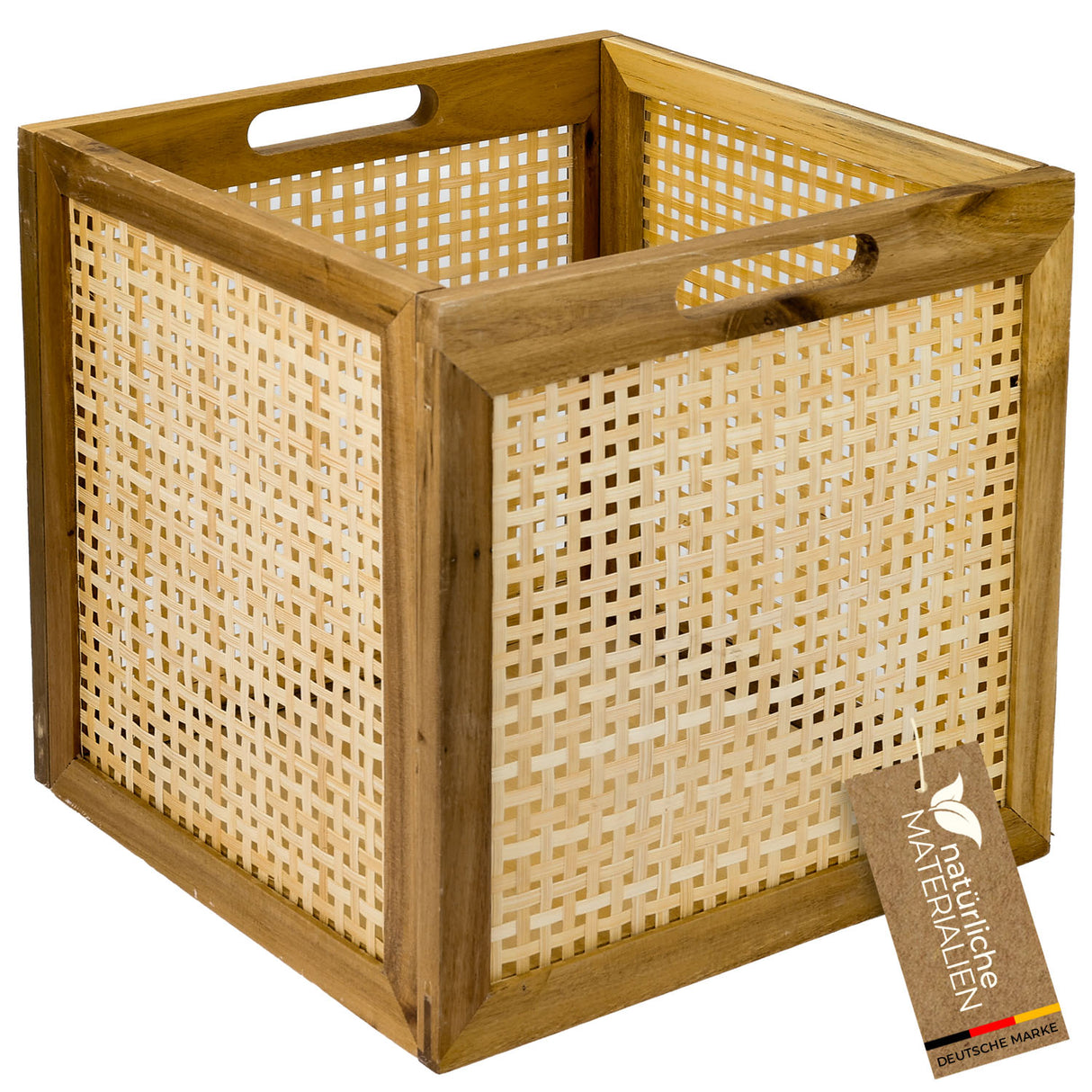 Kallax Rattan Korb mit Wiener Geflecht und Holzrahmen, 32 x 34 x 32cm Kallax Einsatz Clutter Cover