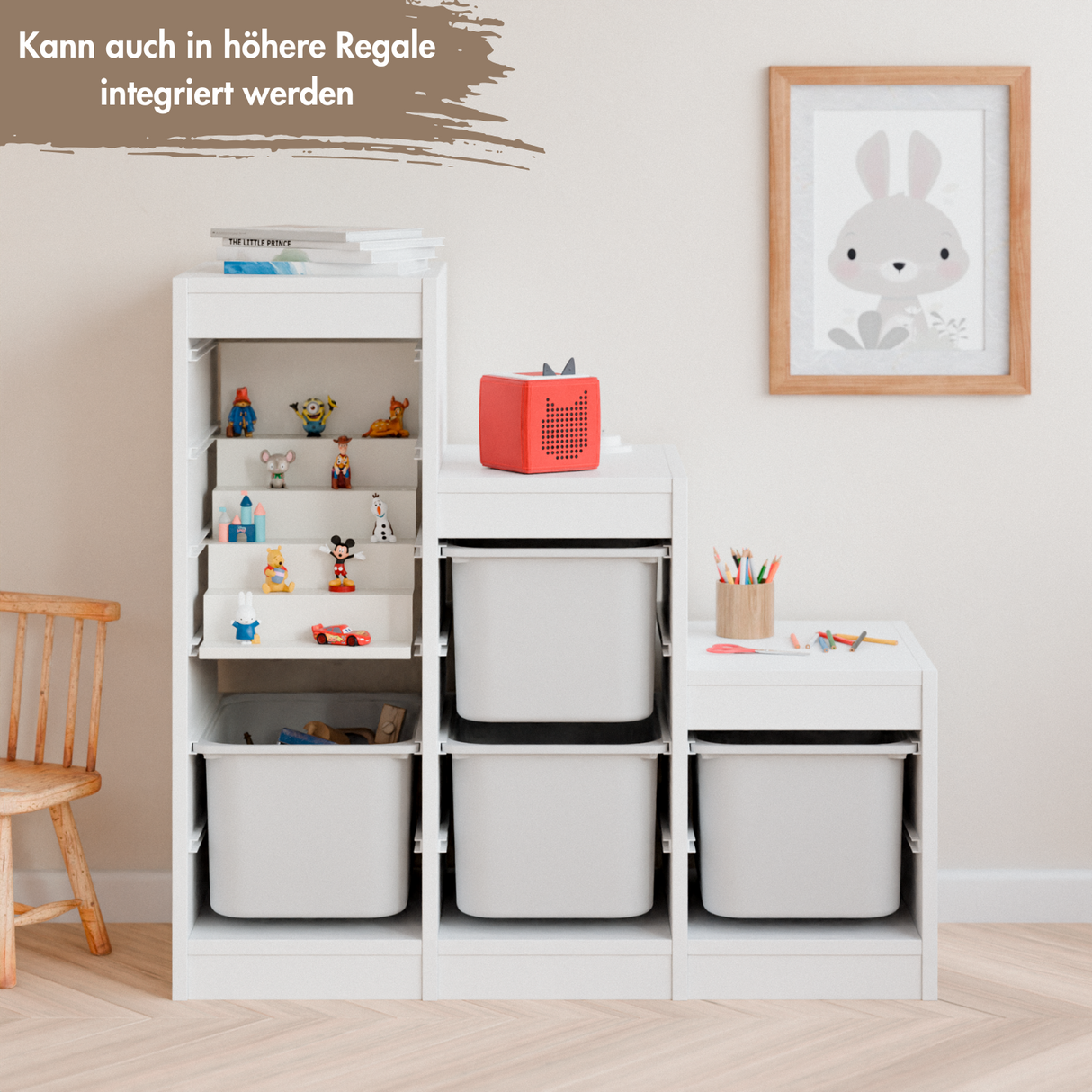 Tonie Regal als Regaleinsatz für IKEA Trofast Regal magnetisch und perfekt passend für die Tonie-Box einschieben und Tonie Figuren sortieren ideal für Kinder