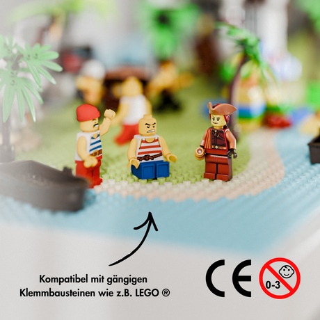 Bauplatte "Lillvik" für IKEA Trofast Regal Weiß & Kiefer, kompatibel mit LEGO® Steinen, XXL Spieltisch Grundplatte zum Aufkleben Trofast Grundplatte für Klemmbausteine Clutter Cover