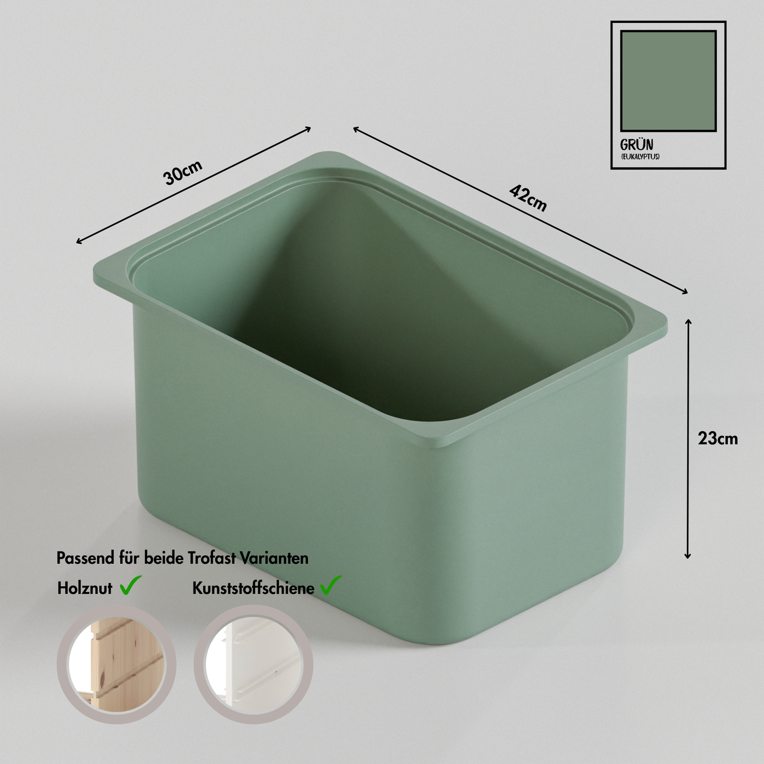 Große Box „TRÖVI“ für IKEA Trofast Regale – 42 × 30 × 23 cm in Eukalyp