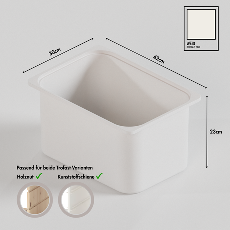 Große Box „TRÖVI“ für IKEA Trofast Regale - 42 x 30 x 23 cm in Weiß Box Kiste Korb Clutter Cover