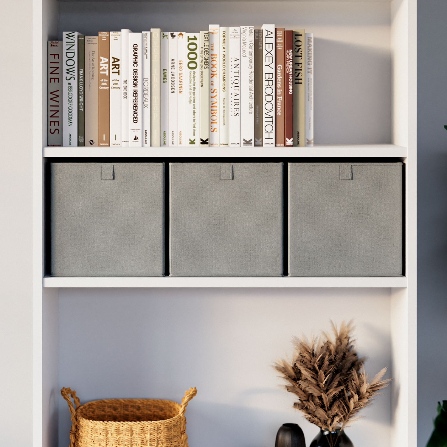 Box für Ikea Billy Regal, faltbare Stoffbox, Kiste - Grau – Clutter Cover