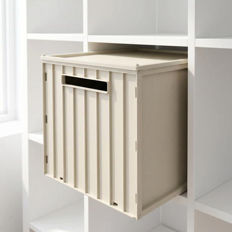 Kallax Klappbox mit Deckel, Braun & Grau, Box 31 x 31 x 32cm Box Kiste Korb Clutter Cover