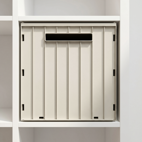Kallax Klappbox mit Deckel, Braun & Grau, Box 31 x 31 x 32cm Grau Box Kiste Korb Clutter Cover