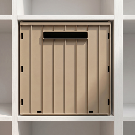 Kallax Klappbox mit Deckel, Braun & Grau, Box 31 x 31 x 32cm Braun Box Kiste Korb Clutter Cover