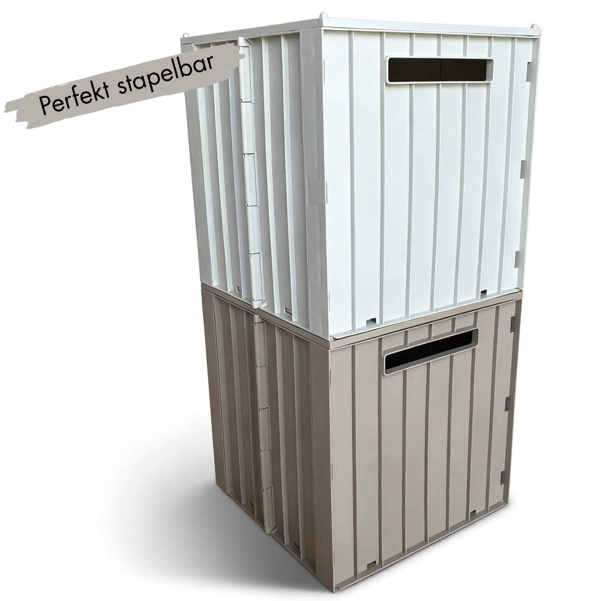 Kallax Klappbox mit Deckel, Braun & Grau, Box 31 x 31 x 32cm Box Kiste Korb Clutter Cover