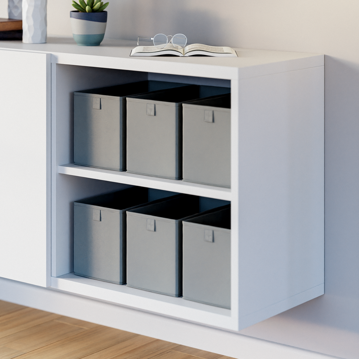 Box für IKEA BESTA Regal, 35 x 17 x 20cm, faltbare Aufbewahrungsbox aus Stoff - Clutter Cover