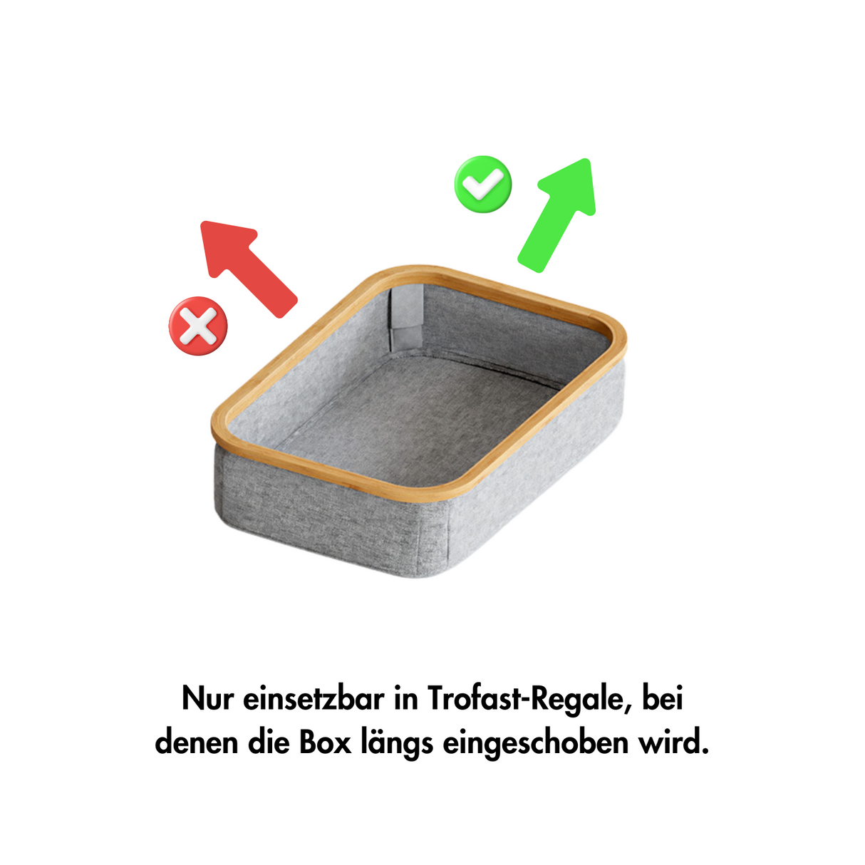 Box für Trofast Regal, Stoffbox mit Holzrahmen in versch. Größen, grau