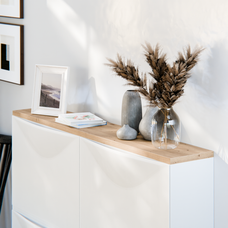 Holzplatte für 2 IKEA Trones Schuhschränke, Eiche - Deckplatte 102,6 x 15,9cm Holzplatte Clutter Cover