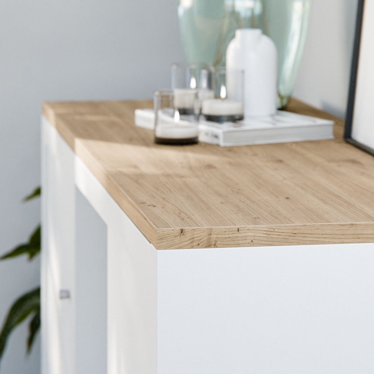 Holzplatte für 3er IKEA Kallax Regal, Eiche - Deckplatte 111,5 x 39cm Holzplatte Clutter Cover