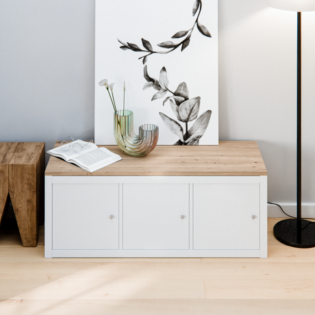 Holzplatte für 3er IKEA Kallax Regal, Eiche - Deckplatte 111,5 x 39cm Holzplatte Clutter Cover