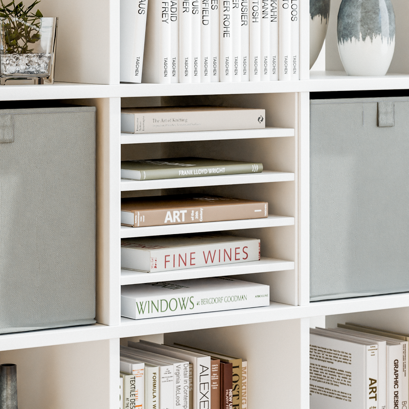 IKEA Kallax Fachteiler, weiß - Einsatz 33 x 33cm mit 4 Böden Fachteiler Clutter Cover