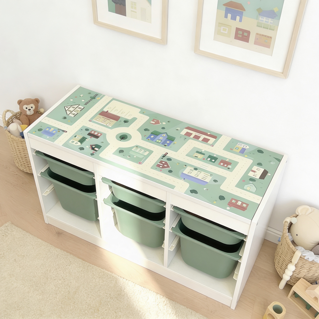 Spielfolie für IKEA Trofast Regal, PVC-freie Klebefolie Möbelfolie Clutter Cover