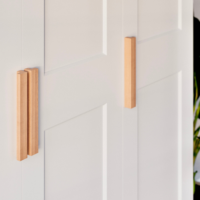 Griffe für PAX Türen, Holzgriffe aus Eiche für IKEA Kleiderschrank - Inkl. Schablone & Bohrer - Clutter Cover